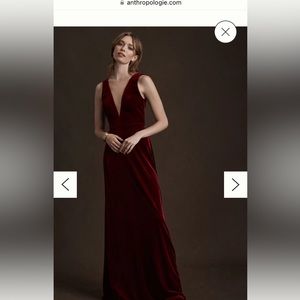 BHLDN Jenny Yoo Logan Deep-V Velvet Column Gown